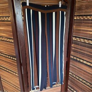 🌟3/$20🌟 Cynthia Rowley Womens 10 Wide Leg Crop Pants Striped Pull-On Pant